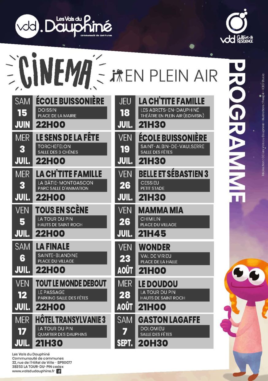 Flyer cinéma en plein air 2019 - verso