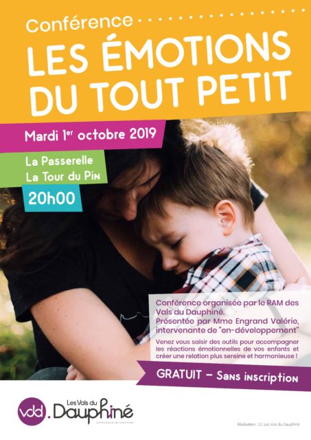 Affiche conférence "les émotions du tout petit" à la Passerelle à La Tour du Pin