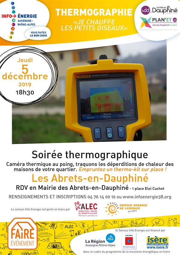 Affiche soirée thermographie aux Abrets en Dauphiné - 5 décembre 2019